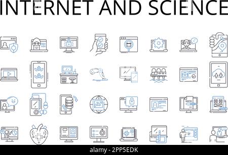 Internet and science line icons collection. nternet, Web, Net, Cyberspace, Online, Digital world, Information superhighway vector and linear Stock Vector