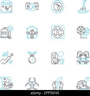 Cleanwater supply linear icons set. Aquifer, Chlorine, Contamination, Desalination, Drought, Filtering, Fluoride line vector and concept signs Stock Vector