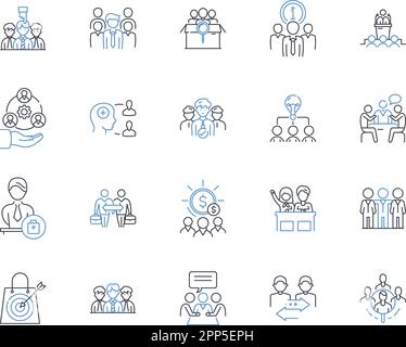 Collaborative endeavor line icons collection. Partnership, Unity, Synergy, Cooperation, Alliance, Joint effort, Collaboration vector and linear Stock Vector