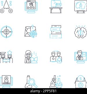 Teaching linear icons set. Inspiration, Communication, Motivation ...