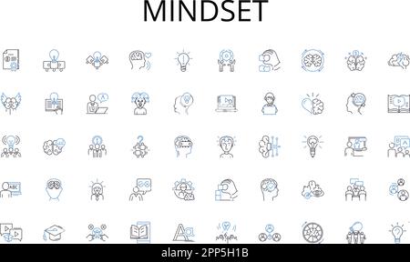 Mindset line icons collection. Justice, Equality, Freedom, Dignity, Liberty, Empowerment, Respect vector and linear illustration. Tolerance,Advocacy Stock Vector