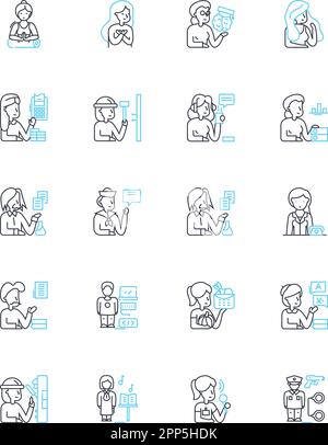 Tycoon linear icons set. Wealth, Power, Business, Profit, Invest, Dominance, Success line vector and concept signs. Expansion,Innovation,Ambition Stock Vector