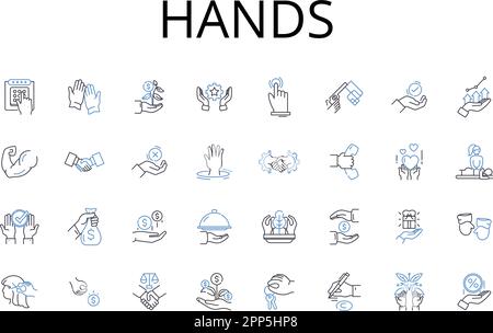 Hands line icons collection. Fingers, Palms, Mitts, Paws, Claws, Grasps, Touches vector and linear illustration. Grips,Nails,Digits outline signs set Stock Vector