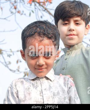 Portrait of little boys with smile face Stock Photo