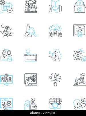 Bright academy linear icons set. Learning, Education, Success, Growth, Development, Innovation, Achievement line vector and concept signs. Excellence Stock Vector