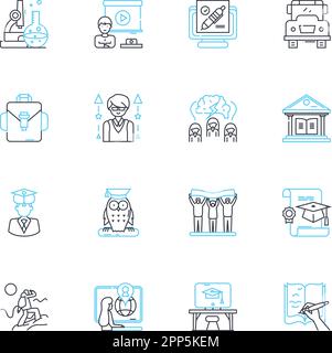 Continuing Education linear icons set. Development, Progression, Advancement, Learning, Growth, Improvement, Education line vector and concept signs Stock Vector