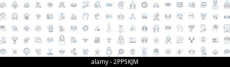Employee learning line icons collection. Development, Training, Education, Growth, Skills, Progression, Improvement vector and linear illustration Stock Vector