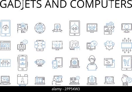 Gadjets and electronics line icons collection. Zen, Sake, Fengshui ...