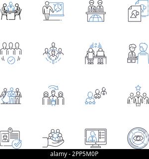 Supervision imagining line icons collection. Reflection, Feedback, Coaching, Development, Empathy, Mentorship, Guidance vector and linear illustration Stock Vector