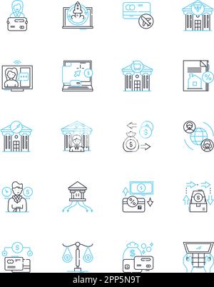 Wealth administration linear icons set. Investments, Asset management, Estate planning, Retirement, Wealth planning, Finance, Trusts line vector and Stock Vector