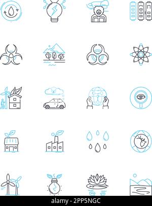 Sustainable living linear icons set. Recycling, Composting, Conservation, Green, Renewable, Energy-efficient, Organic line vector and concept signs Stock Vector