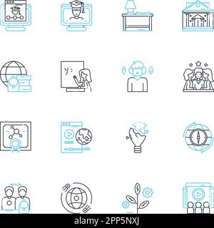 Self-improvement linear icons set. indfulness, Growth, Reflection, Progression, Self-awareness, Empowerment, Self-mastery line vector and concept Stock Vector