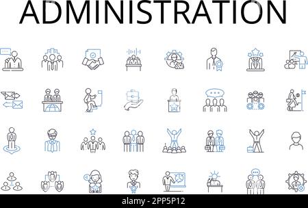 Administration line icons collection. Management, Governance, Control, Supervision, Authority, Direction, Regulation vector and linear illustration Stock Vector
