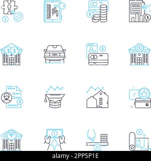 Web shopping linear icons set. E-commerce, Online shopping, Cybermall, Click-and-mortar, Marketplace, Digital shopping, Retail therapy line vector and Stock Vector