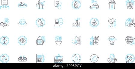 Alternative fuels linear icons set. Biofuels, Ethanol, Biodiesel, Hydrogen, Methanol, Propane, Biogas line vector and concept signs. Synfuel,Wind Stock Vector
