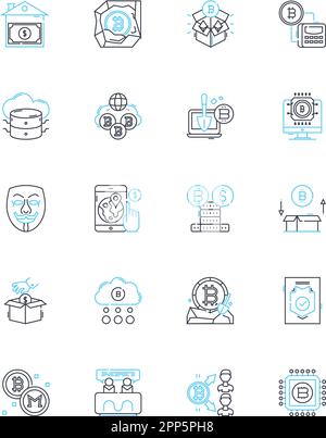 Urbanization trends linear icons set. Growth, Density, Migration, Development, Expansion, Industrialization, Infrastructure line vector and concept Stock Vector