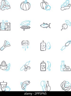 Sweet treat linear icons set. Candy, Dessert, Chocolate, Cupcake, Cookie, Brownie, Ice cream line vector and concept signs. Pie,Cake,Fudge outline Stock Vector
