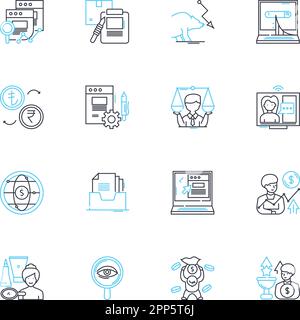 Financial containment linear icons set. Budgeting, Saving, Frugality ...