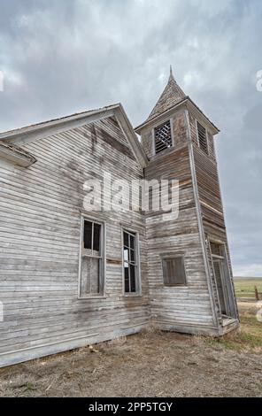 Front of an abandoned church in the ghost town of Cottonwood, South Dakota, USA Stock Photo