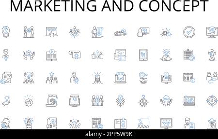 Marketing and concept line icons collection. Smartph, Tablet, Laptop, Smartwatch, Desktop, Gaming, Virtual reality vector and linear illustration Stock Vector