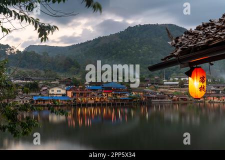 Visiting Ban Rak Thai along the Mae Hong Son Loop on border of Nothern Thailand and Myanmar Stock Photo