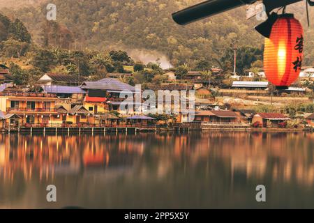 Visiting Ban Rak Thai along the Mae Hong Son Loop on border of Nothern Thailand and Myanmar Stock Photo