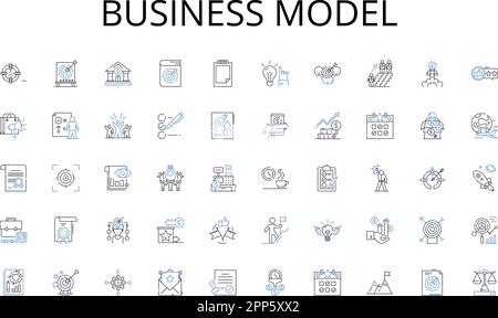 Business Model line icons collection. Home, Residence, Dwelling, Property, Abode, Shelter, Habitat vector and linear illustration. Accommodation Stock Vector