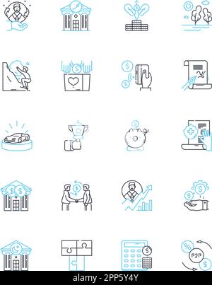 Budgeting process linear icons set. Planning, Forecasting, Analysis ...