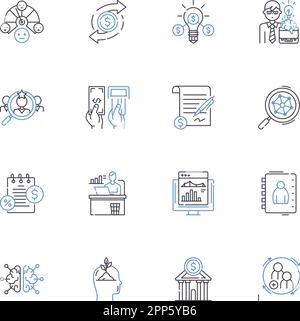 Credit Management line icons collection. Credirthiness, Scores, Reports, Counseling, Repair, Risk, Bankruptcy vector and linear illustration Stock Vector