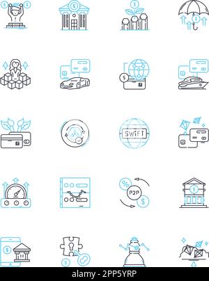 Industry returns linear icons set. Profitability, Performance ...