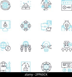 Online outreach linear icons set. Engagement, Outreach, Social media ...