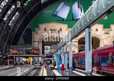 The Italo lounge on the main concourse at Milano Centrale railway station,Milan, Italy Stock Photo