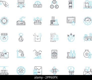 Technology linear icons set. Innovation, Digitalization, Automation, Virtualization, Cryptography, Cybersecurity, Robotics line vector and concept Stock Vector