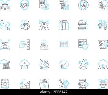 Load management linear icons set. Optimization, Efficiency, Demand ...