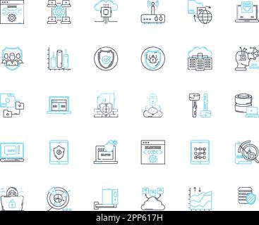 Nerk protection linear icons set. Security, Firewall, Encryption ...