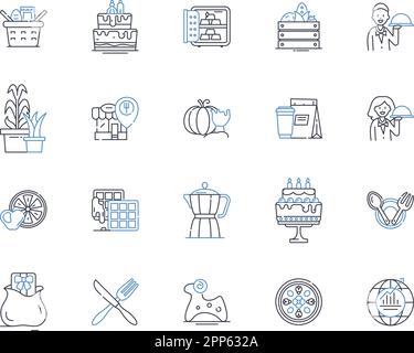 Farm-to-Table line icons collection. Fresh, Organic, Sustainable, Local, Seasonal, Natural, Authentic vector and linear illustration. Wholesome,Rustic Stock Vector