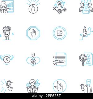 Joint operation linear icons set. Collaboration, Unified, Cohesion, Coordinated, Convergence, Integration, Synergy line vector and concept signs Stock Vector