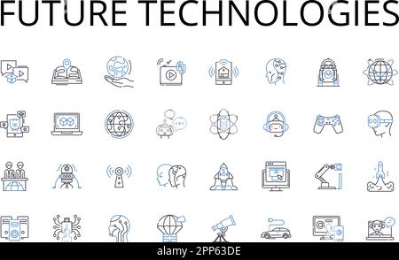 Future technologies line icons collection. Advanced Innovations, Modern Developments, Emerging Trends, Upcoming Inventions, Digital Revolution Stock Vector