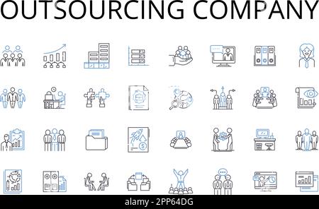 Outsourcing company line icons collection. Freelance contractor, Offshoring provider, Service provider, Contract workforce, External agency, Partner Stock Vector