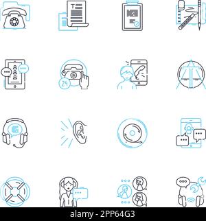 Commercial support linear icons set. Assistance, Intervention, Relief ...