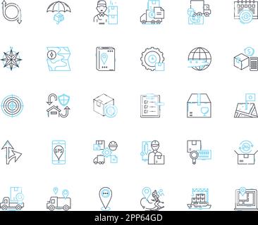 Conveyance linear icons set. Transport, Vehicle, Transit, Carriage ...
