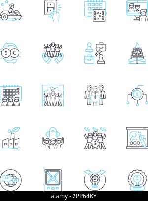 Across borders linear icons set. Diversity, Globalization, Exchange ...