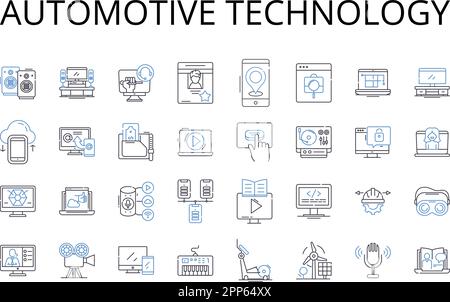 automotive technology line icons collection. Space travel, Information ...