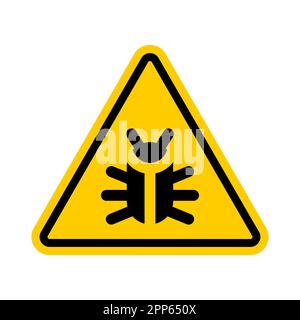 Attention Beetle sign. Caution Bug symbol. Yellow road sign Stock Vector