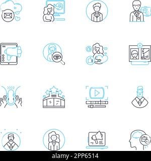 Modern methods linear icons set. Automation, Digitalization, Innovation ...