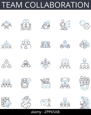 Collective contribution line icons collection. Collaboration, Synergy ...