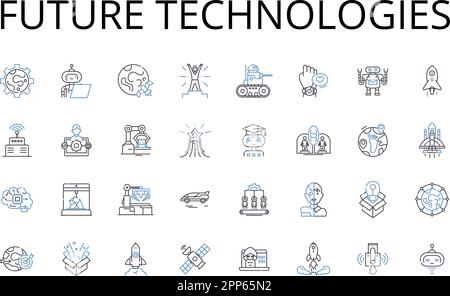 Future technologies line icons collection. Advanced Innovations, Modern Developments, Emerging Trends, Upcoming Inventions, Digital Revolution Stock Vector