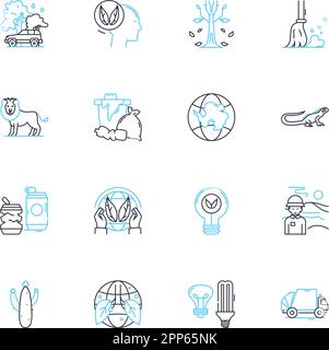 Environment Wildlife linear icons set. Habitat, Biodiversity, Ecosystem, Endangered, Conservation, Sustainability, Oceans line vector and concept Stock Vector