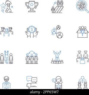 Career development line icons collection. Advancement, Growth, Learning, Skill-building, Promotion, Self-improvement, Nerking vector and linear Stock Vector