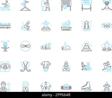 conqueror linear icons set. Victorious, Dominant, Leader, Conquering ...